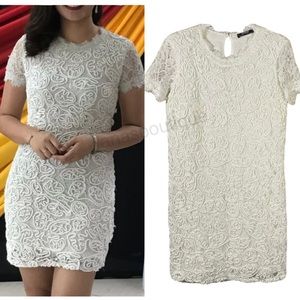 Zara lace embroidered short white/ivory dress Size Small wedding, bridal